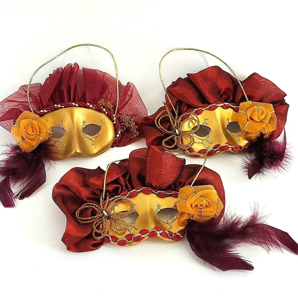 3 handmade venetian mask ornaments